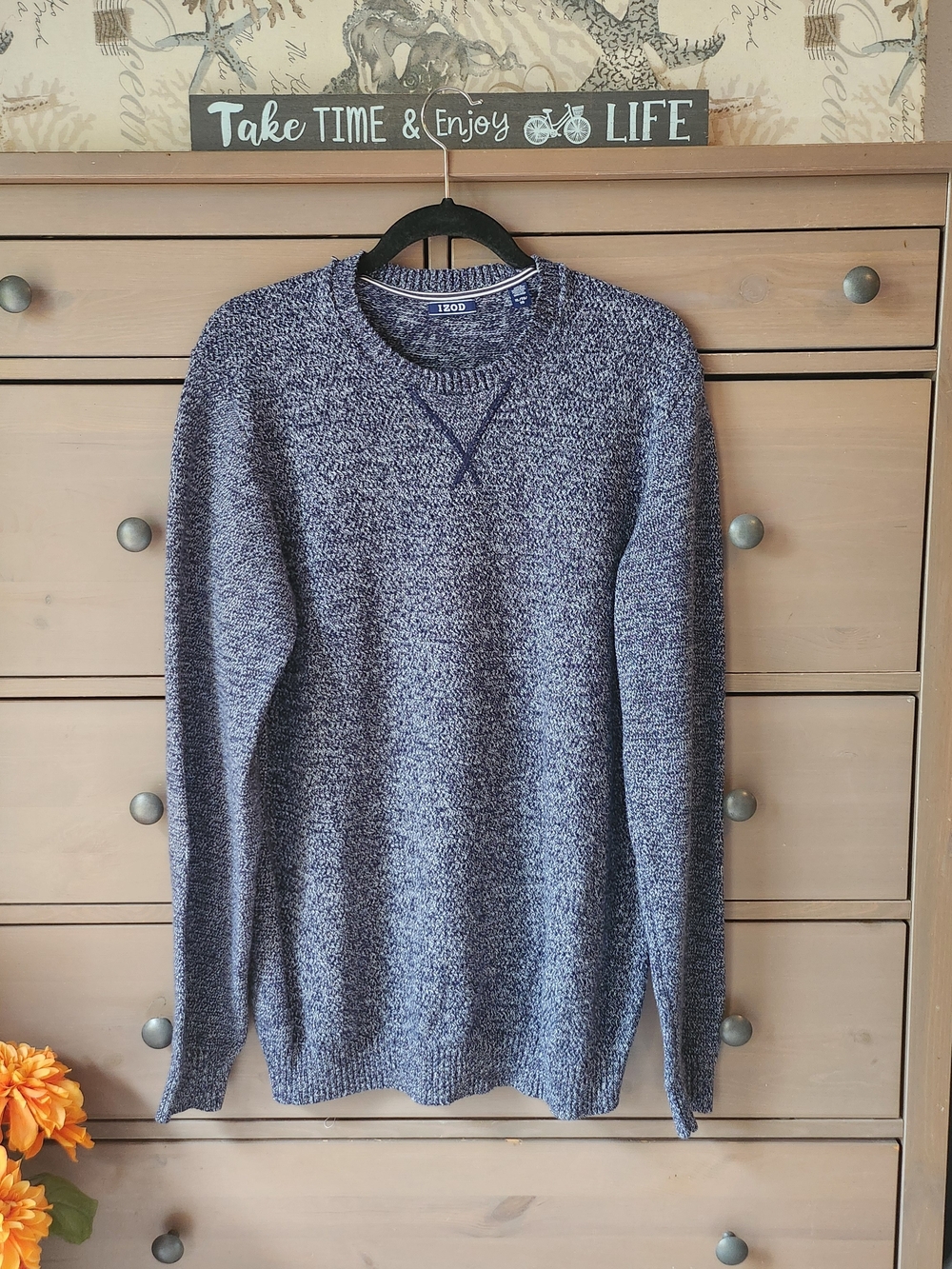 IZOD Men’s Blue Marled Crewneck Sweater